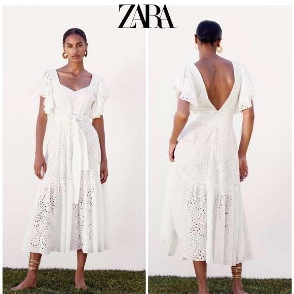 Zara Midi Dress with Cutwork Embroidery in x-small - Picture 5 of 7